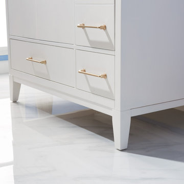 Sutton 36" Single Bathroom Vanity Set in White and Carrara White Marble Countert