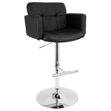 Stout Contemporary Adjustable Barstool With Swivel/Black Faux Leather