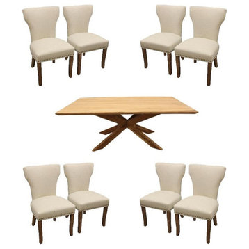 Home Square 9-Piece Set with 79" Dining Table & 8 Ivory Wood Chairs
