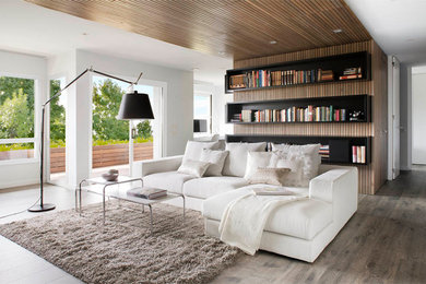Photo of a contemporary living room in Barcelona with a library.