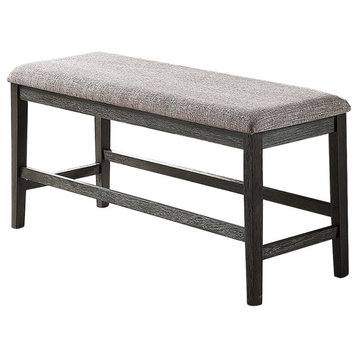 High Bench With Upholstered Cushion, Gray