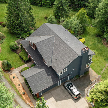 Rustic Farmhouse Roof Replacement in Issaquah, WA with Onyx Black Shingle