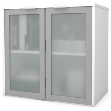 i3 Plus Hutch with Frosted Glass Doors in White