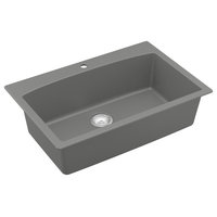 Karran Drop-In Quartz Composite 33" 1-Hole Single Bowl Kitchen Sink Kit, Grey