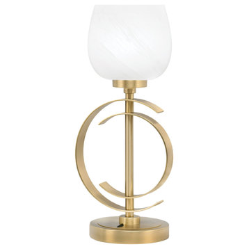 1-Light Table Lamp, New Age Brass Finish, 6" White Marble Glass