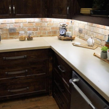 Cream Concrete Countertops in Traditional Kitchen