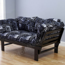 Elite Espresso Futon Lounger in Cosmo Tech - Futon Frames