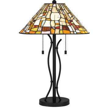 Quoizel TF5619MBK Tiffany 2 Light Table Lamp in Matte Black