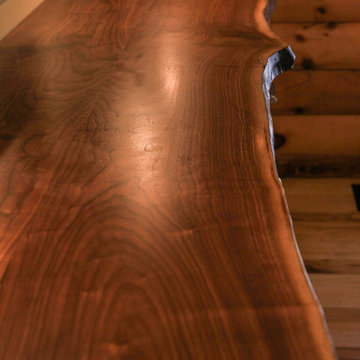 Walnut Buffet Sideboard with Floating Shelves