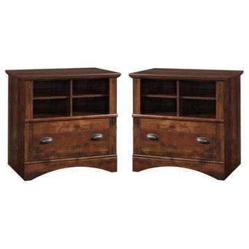 (Set of 2) Rustic 1 Drawer Lateral File Cabinet in Curado Cherry