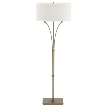Contemporary Formae Floor Lamp, Soft Gold, Natural Anna Shade