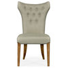 High Back Light Brown Chestnut Winged Side Chair, Upholstered in MAZO