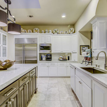 Taj Mahal Quartzite Kitchen with Double Eased Edge