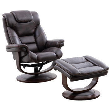 Parker Living Monarch Manual Reclining Swivel Chair and Ottoman, Truffle