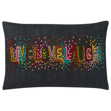 P0561 Pillow, Black, Multi, 13"x21" Cover With Down