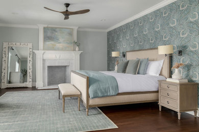 Example of a cottage chic bedroom design in New York
