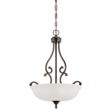 Courtney Lakes Pendant Light Rubbed Bronze, Etched White