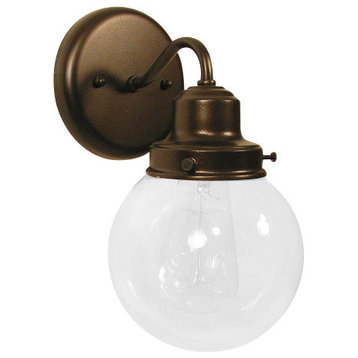 Biddeford II. Clear Glass Sconce Light With Edison Bulb, Oil Rubbed Bronze