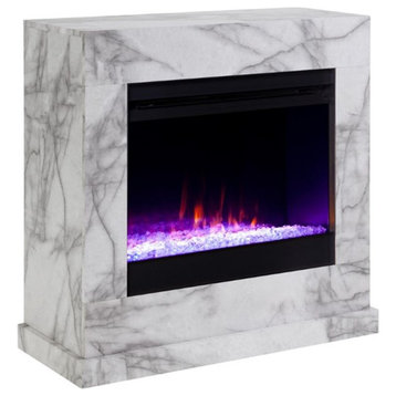SEI Furniture Dendale Faux Marble Color Changing Electric Fireplace