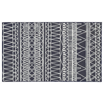 My Magic Carpet Chelsea Tribal Aztec Dark Grey Rug, 3'x5'