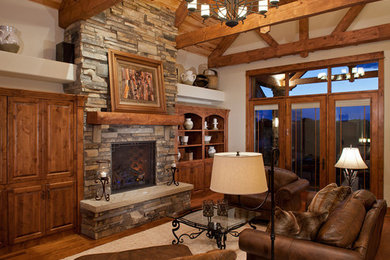 Elegant family room photo in Denver