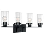 Nuvo Lighting - Sommerset Four Light Vanity, Matte Black - Sommerset 4 Light Vanity Fixture Matte Black Finish with Clear Glass