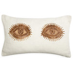 Jonathan Adler - Muse Eyes Throw Pillow - Handcrafted intricate gold beadwork embroidered on chunky ivory linen, our Muse Pillows are the perfect mix of the decadence of Halston and the madness of Dali. Crafty, couture, and exotic, these pillows will remind your guests they're in the presence of an eccentric glamourpuss.