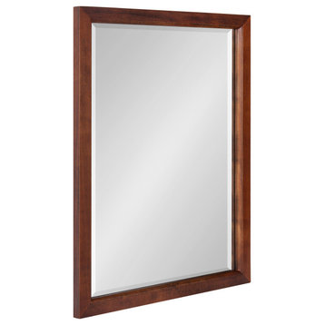 Hogan Wood Framed Wall Mirror, Walnut Brown 18x24