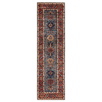 Serapi, One-of-a-Kind Hand-Knotted Runner Rug  - Light Blue, 2' 8" x 9' 8"