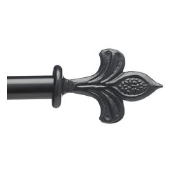 Custom Wrought Iron Drapery Hardware - Fleur Black - Window Treatment Accessories