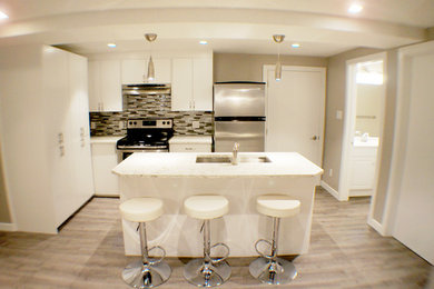 Example of a minimalist basement design in Calgary
