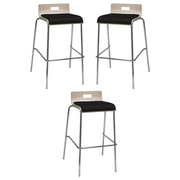 Home Square 30" Fabric Seat Bar Stool in Natural and Tuxedo - Set of 3