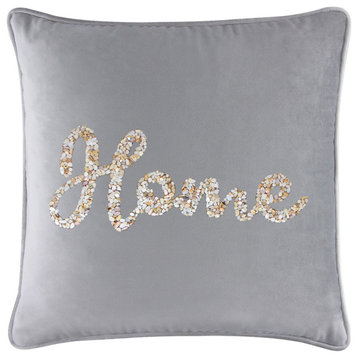 Sparkles Home Shell Home Pillow - 16x16" - Silver Velvet