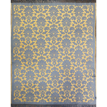 Wool and Cotton Damask Throw, Yellow