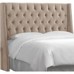 Skyline Furniture Mfg. - Williams Nail Button Tufted Wingback Headboard, Mystere Mondo, Full - This upholstered wingback headboard gives any bedroom a modern and contemporary look. Featuring velvet upholstery, diamond tufts and beautiful nail head trim. This headboard is handcrafted in soft foam padding for extra support and comfort. Attaches to any standard bed frame. Spot Clean only. Easy assembly required.