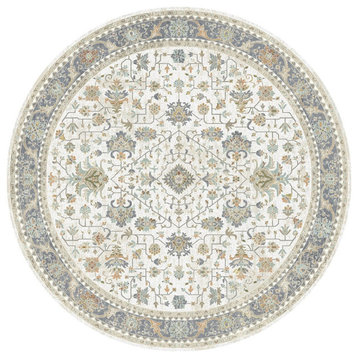 Windsor Manchester Traditional Area Rug, Ivory, 7'10" Round