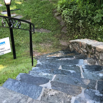 Rebuild & Restoration of Building Stone Wall, Steps & Walkway in Chevy Chase MD