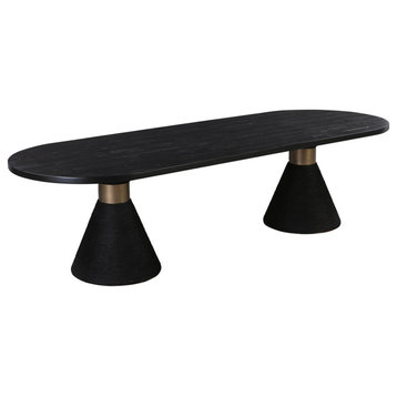 120" Oval Dining Table, Wood Top, Black