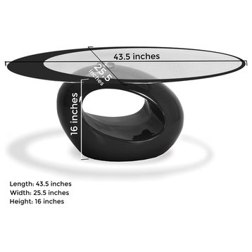 Stylish  Oval Shape Coffee Table, Black