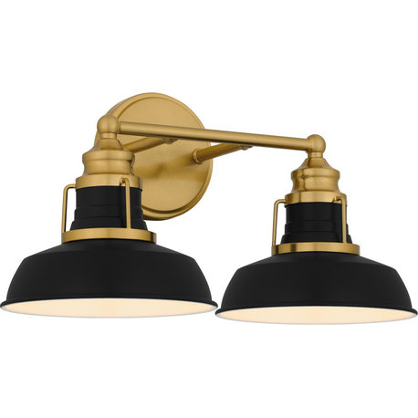 Huxley 2 Light Bathroom Vanity Light, Aged Brass