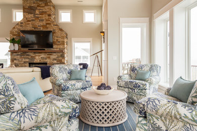 Beach style living room photo in Other