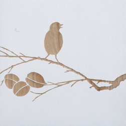 Wood Carved Bird on Branch - Picture Frames