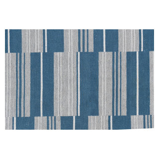 Boulder Indoor Outdoor Handwoven Stripe Blue Area Rug, 5x8 ...