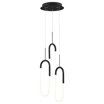 LED Three Clips Chandelier, Dimmable, Matte Black