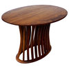 Chinese Oval Light Brown Rosewood Entryway Foyer Pedestal Table Hcs5066