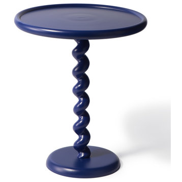 Modern Pedestal Side Table (2) | Pols Potten Twister, Dark Blue