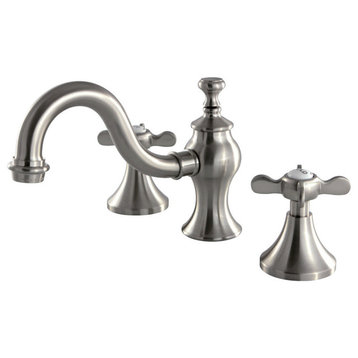 Widespread Bathroom Faucet, Brass Pop-Up, Brushed Nickel