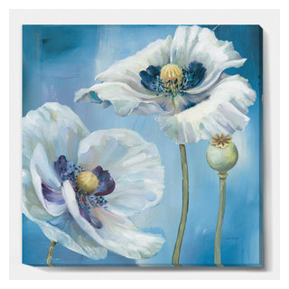 DESIGN ART Designart Circle Blue Flowers Digital Art on Wrapped