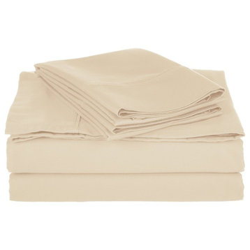 800 Thread Count Queen Sheet Set Solid Cotton Rich, Ivory