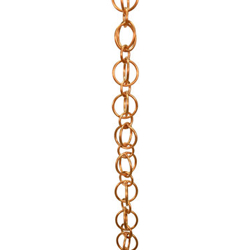 Double Loops Copper Rain Chain With Installation Kit, 9 Foot